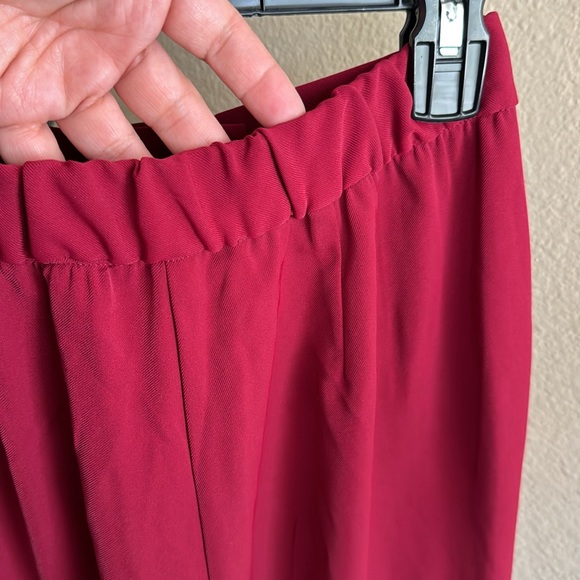 NWT WAYF sz XS scarlet red feather trim pants - Picture 9 of 12